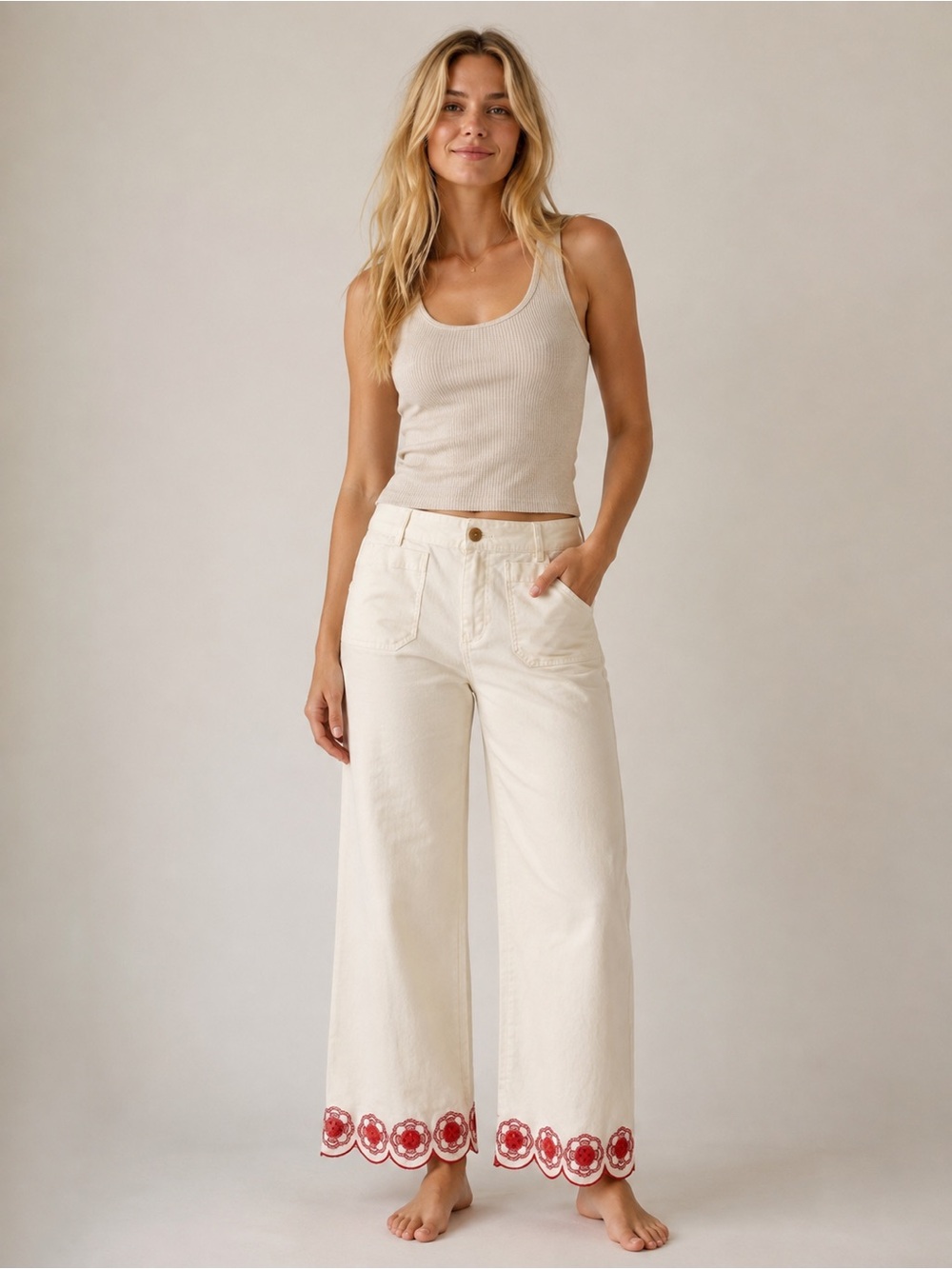 Anthropologie Maeve Colette Scallop Hem Crop Wide Leg Jeans 25906 - Picture 3 of 16